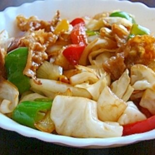 焼き蕎麦の素で野菜炒め